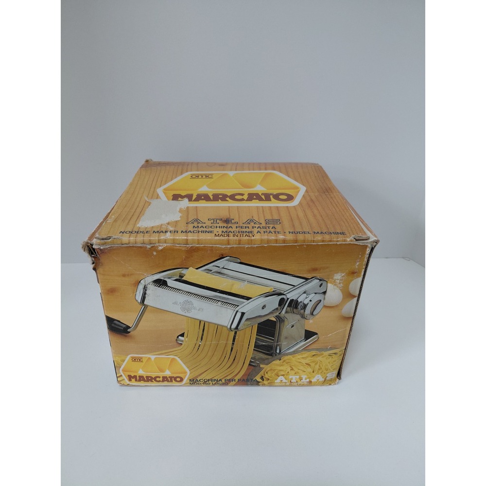 Marcato Atlas 150 Lusso Pasta Maker Machine Made in Italy Chrome with Box Manual